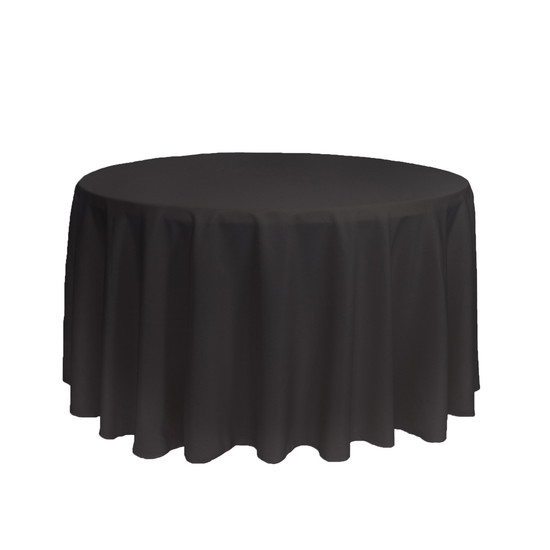 108 inch Round Polyester Tablecloths Black