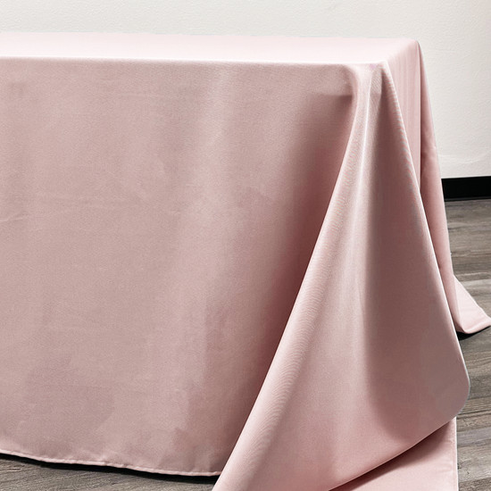 90 x 132 inch Rectangular Polyester Tablecloths Blush Side