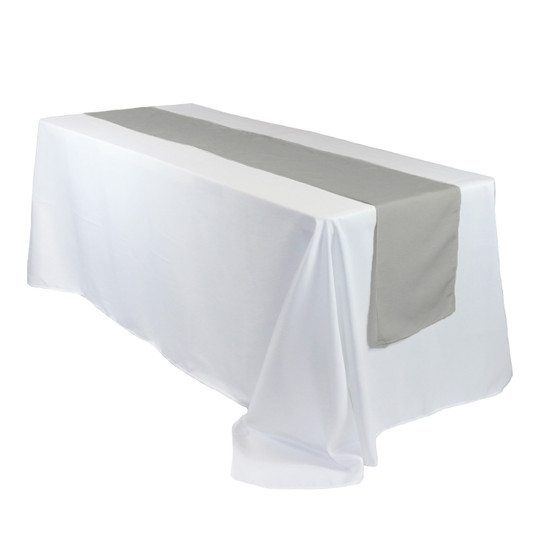 14 x 108 inch Polyester Table Runners Gray on rectangular tables
