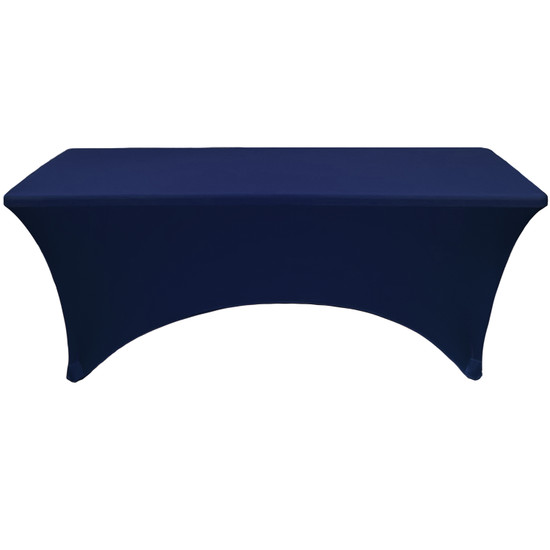 Stretch Spandex 8 ft Rectangular Table Covers Navy Blue front