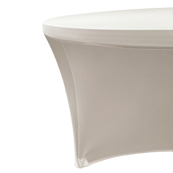 Stretch Spandex 5 ft Round Table Covers Ivory Side