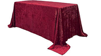 90 x 156 inch Crushed Velvet Tablecloths