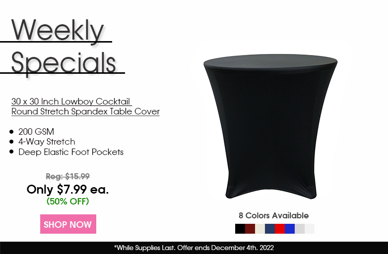 30 x 30 Inch Lowboy Cocktail Round Stretch Spandex Table Cover 