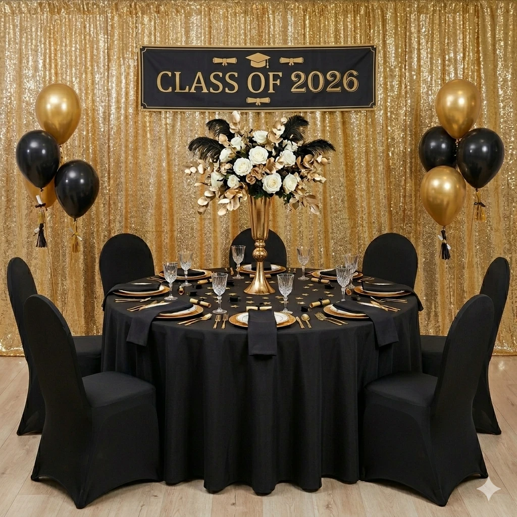 Black and Gold Table Linen