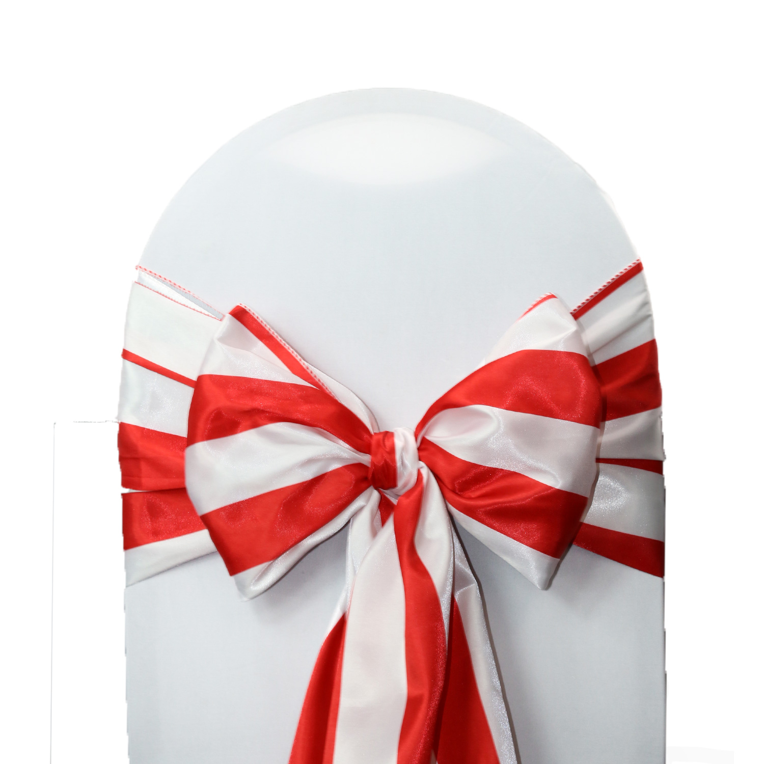 Your Chair Covers Satin Sashes Red and White Striped (Pack of 10)