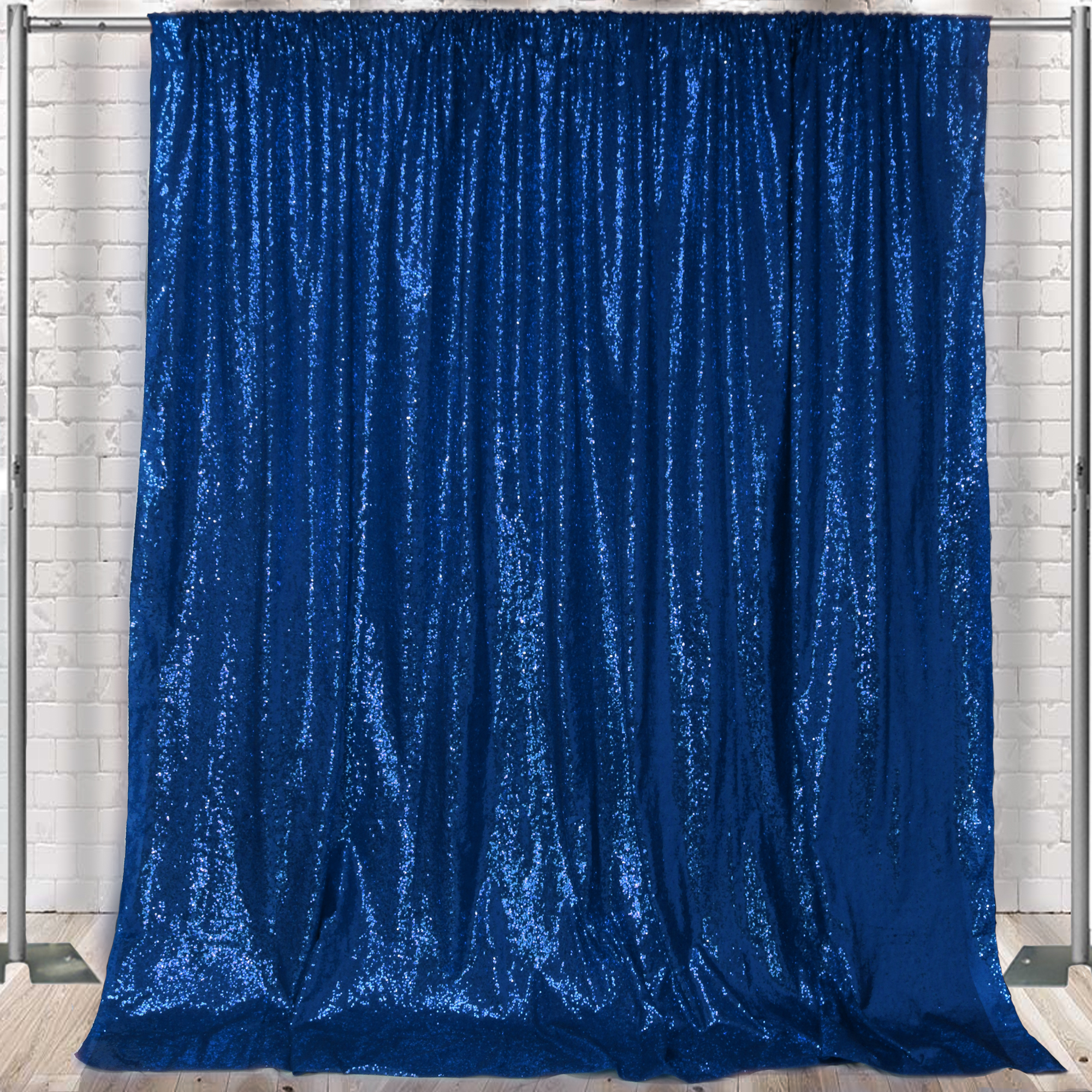 Glitz Sequin on Taffeta Drape/Backdrop 8 ft x 104 Inches Navy Blue