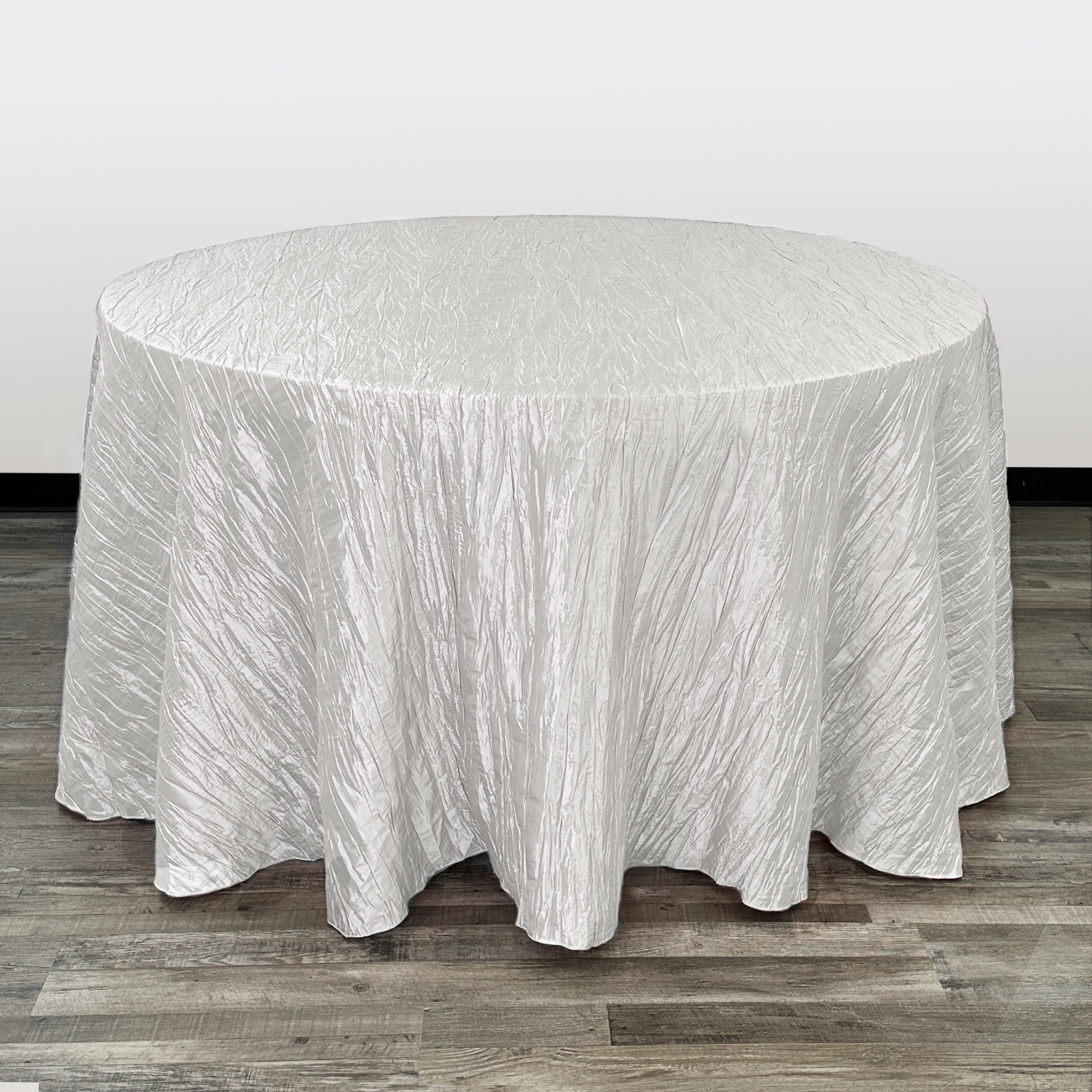 120 Inch Round Crinkle Taffeta Tablecloth White
