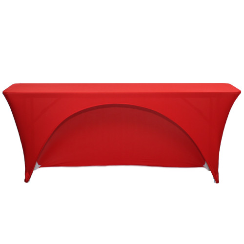 Stretch Spandex 6 ft Open Back Rectangular Table Cover Red