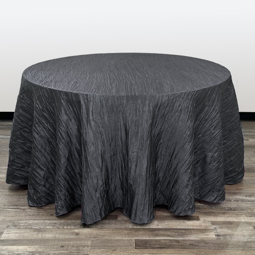120 Inch Round Crinkle Taffeta Tablecloth Black