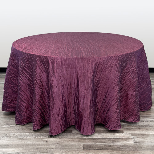 132 Inch Round Crinkle Taffeta Tablecloth Eggplant
