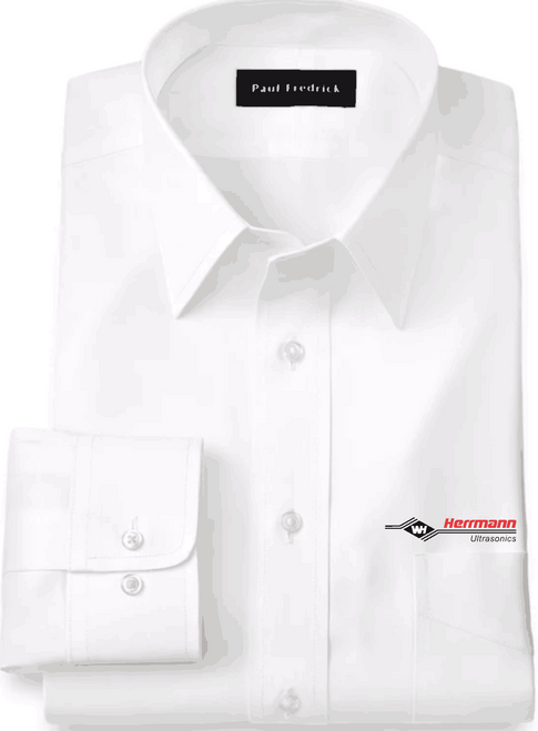 PF Non-iron Cotton Pinpoint Solid Point Collar Dress Shirt - Long Sleeve