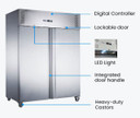 FED-X S/S Two Full Door Upright Freezer - XURF1200SFV