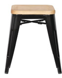 Bolero GM635 Low Metal Bar Stools with Wooden Seat Pad Black (Pack of 4)