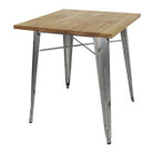 GM632 Bolero 700mm Galvanised Square Steel Bistro Table with Wooden Top