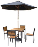 Bolero DS152 Square Steel and Acacia Table 800mm