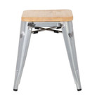 Bolero Bistro Metal Low Bar Stool with Wooden Seat Pad Steel (Pack of 4)