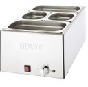 Apuro FT691-A Bain-Marie with Pans 2x1/3 & 2x1/6 Pans 150mm Deep Inc Lids