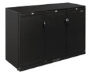 Polar GL017-A G-Series 900mm Triple Solid Door Back Bar Cooler in Black 330Ltr