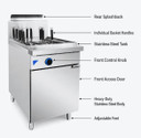 PC150-9 V Pan Natural Gas 9 Baskets Pasta and Noodle Cooker