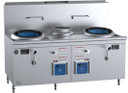 B+S Black Series CCF-HP2+1 Double Hole Hi Pac Wok with Centre Pot & Prep Table (1800mm Wide)