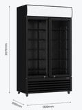 Thermaster Large Two Glass Door Colourbond Upright Drink Fridge LG-1200BP