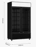 Thermaster Large Two Glass Door Colourbond Upright Drink Fridge LG-1200BP