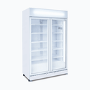 Upright Display Fridge 885L 2 Doors Flat Glass White