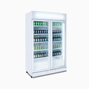 Upright Display Fridge 885L 2 Doors Flat Glass White