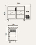 Exquisite UBC380 380L Double Glass Door Commercial Back Bar Fridge