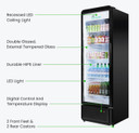 Thermaster SDC-343B Upright Glass Door Beverage Display Fridge in Black (343L)