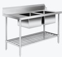 Right Inlet Double Sink Dishwasher Bench - DSBD7-1500R/A