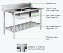 Right Inlet Double Sink Dishwasher Bench - DSBD7-1500R/A