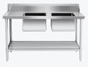 Right Inlet Double Sink Dishwasher Bench - DSBD7-1500R/A