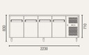 Exquisite SSC550H Four Solid Doors Underbench Storage Refrigerator Slimline