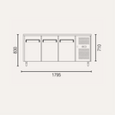 Exquisite SSC400H Three Solid Doors Underbench Storage Refrigerator Slimline