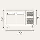 Exquisite USC260H Two Solid Doors Underbench Storage Refrigerator
