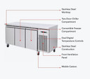 Thermaster 3-Door Dual-Temperature Commercial Underbench Fridge/Freezer | GN3100DT