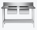 Modular System Double Centre Sink Bench with Pot Undershelf DSB7-1500C/A