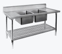 Double Centre Sink Bench with Pot Undershelf DSB7-1800C/A