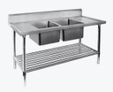 Double Centre Sink Bench with Pot Undershelf DSB7-2100C/A
