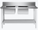 Double Left Sink Bench with Pot Undershelf DSB7-1500L/A