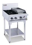 LKK LKKOB4C 2 Gas Open Burner Cooktop & 300mm RHS Griddle with Legs LKK