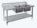 2400mm Stainless Steel Double Bowl Dishwasher Bench with Right Inlet | DSBD7-2400R/A