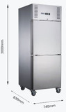 FED-X XURF650S1V Split 2-Door Stainless Steel Upright Commercial Storage Freezer (650L)