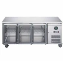 FED-X XUB7C18G3V 417L 3 Glass Door Stainless Steel Underbench Commercial Storage Fridge