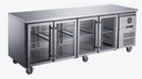 FED-X XUB7C22G4V 554L 4 Glass Door Stainless Steel Underbench Commercial Display Worktop Fridge
