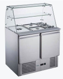 FED-X Two Door Salad Prep Fridge with Square Glass Top - XS900GC