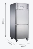 FED-X XURF600S1V 618L Split Door Upright Stainless Steel Commercial Storage Freezer