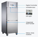 FED-X XURF600S1V 618L Split Door Upright Stainless Steel Commercial Storage Freezer