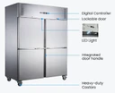 FED-X XURC1200S2V 1236L 4 Split Door Upright Stainless Steel Commercial Storage Fridge
